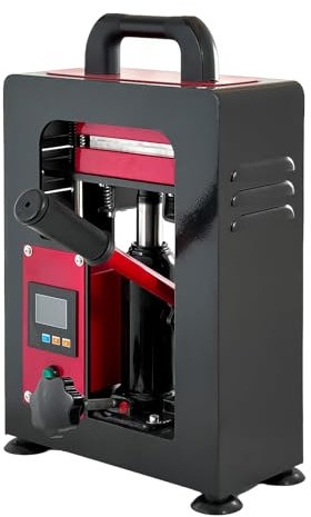 LetCartMaker Hydraulische HeißPressmaschine, 600W Manuelle Hydraulische Wärmepresse Maschine 5 Tonnen Druck Kolophonium Extraktor für Kaffeebars & Zuhause, Rot