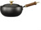 Padella in ferro battuto, fatta a mano, in ferro battuto, con coperchio in legno, per cucinare vari piatti (20 x 9,5 cm)