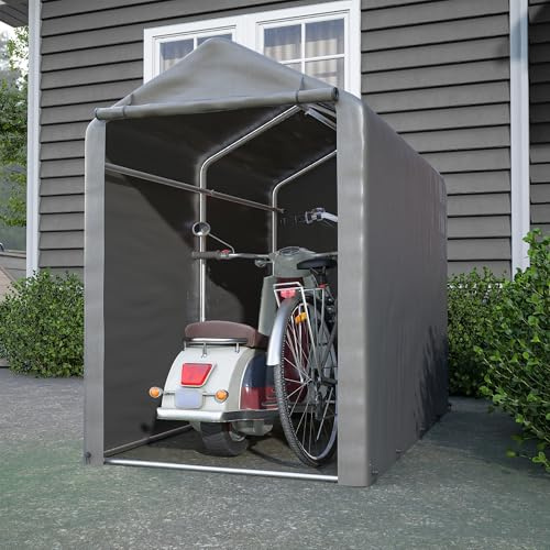 Cykelgarage verktygshus, 187 x 100 x 160 cm, cykelgarage väderbeständigt, trädgårdshus, lagertält, trädgårdsutrustningsskjul, cykelgarage, verktygstält lagergarage, trädgårdsskjul mörkgrå