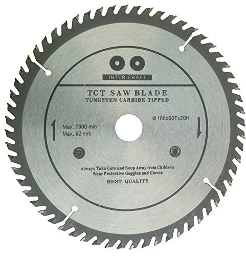 Inter-Craft Lame de scie circulaire pour bois 180mm de qualité supérieure 60 dents 180 x 20 mm.