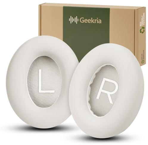 Geekria Replacement Ear Pads for Bose 700/NC700 Protein Leather, White | Soft Memory Foam, Sweat-And Wear-Resistant, Secure Inner Mounting, Removal Tool Included, 4-Step Illustrated Installation