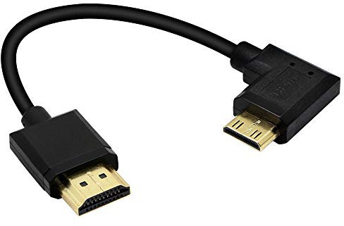 PNGKNYOCN Cavo da mini HDMI a HDMI 15 cm 90 gradi ad alta velocità 4K Mini HDMI maschio a HDMI Cavo corto maschio Supporta Ethernet, 3D, ritorno audio (black right)