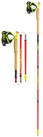 Leki Ultratrail FX.One Trail Running Poles, Bright Red-Black Neonyellow, 105 cm