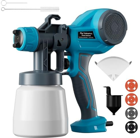 Tilswall Pistola per Verniciare, HVLP Pistola a Spruzzo per Verniciare con 4 Ugelli & 3 Modalità, Spistola Vernice a Spruzzo 600ml, Facile da Usare per Pareti, Mobili, Interni ed Esterni