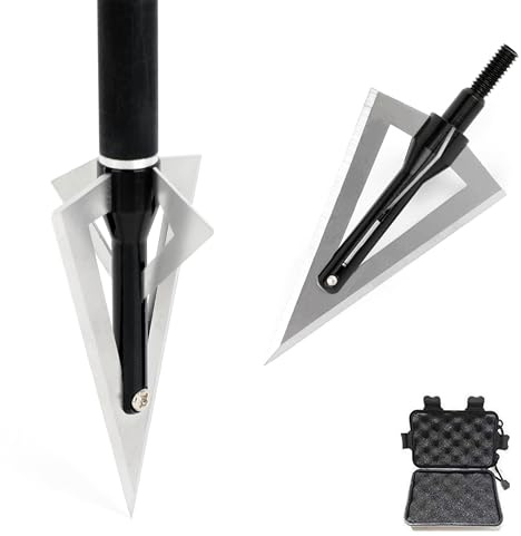 SHARROW 6 Stück Bogenschieß Pfeilspitzen 4 Klingen 120 Grains Jagdspitzen mit Broadhead Box für Carbonpfeile Armbrust Pfeil und Bogen