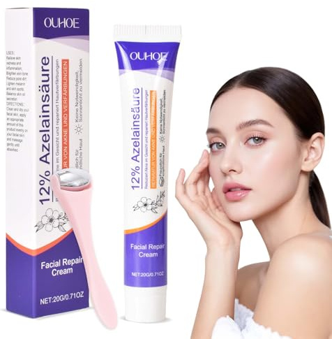 Crème d'Acide Azélaïnique 12%, Azélaïque Sérum Efficace Coins Contre Rosacée, Anti-Pigment Spots Facial Sérum Hyaluronic Acide, Formule Apaisante pour Tous Types De Peau, Idéal pour Peau Sensible-20g
