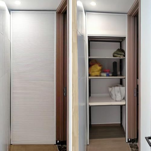 Puerta Corredera Plegable Puerta Armario Plegable Tipo Acordeón Sin Taladrar, Puertas Interiores Plegables Aluminio Apartamentos, Lofts, Separador Privacidad Corredizo(W60xH95cm/23.6x37.4)