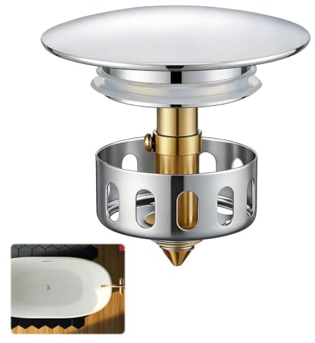 Universal Bathtub Stopper and Tub Drain Hair Catcher,Pop Up Sink Plugs,with Silicone Seal Rings,Easy Install for Bathroom Kitchen Shower,Pop Up Bathtub Shower Anti-Clogging Design Sink Tub Stopper
