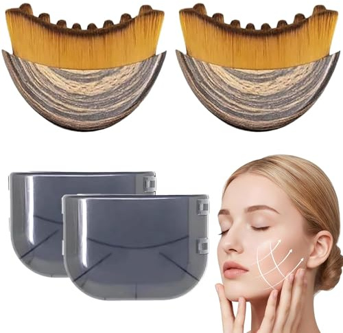 2 Pièces Brosse Lymphatique Visage,Contour Lymphatique pour le Visage,Brosse Contour du Face,Face Brush Massage pour Texture Raffermissante,Sculpture du Menton et de la Mâchoire (A)
