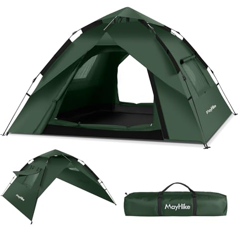 Wurfzelt 2-4 Personen Pop Up Zelt Wasserdicht 3000mm – Camping Zelt Automatik mit 2 Türen, 2 Fenstern & Moskitonetz, atmungsaktiv, schnell aufbaubar für Camping, Festival & Strand (230×230×135 cm)