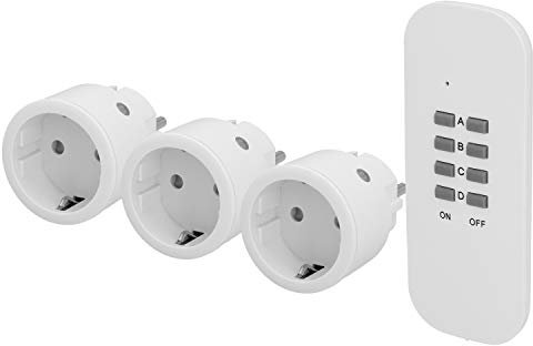 UNITEC 48116 Funkfernschalterset mit Selbstlernfunktion, Funksteckdosen Set, 3Steckdosen+1Fernbedienung,weiß,mini,IFDESIGNAWARDGewinner2021