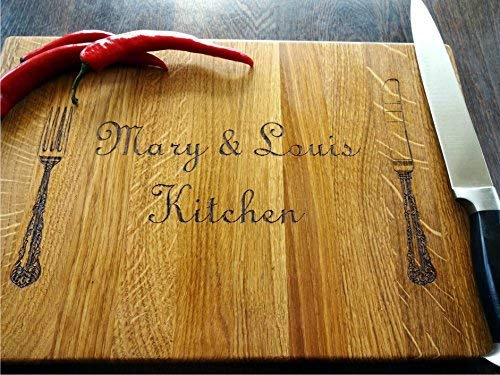 Planche à Découper en Bois Gravée et Personnalisée avec Couverts | Cadeau pour papa | Cadeau personnalisé | Planche à Pain | Cadeau Parrain| Cadeau de mariage | Planche Bois par Algis Crafts