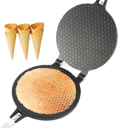 Molde para hacer Cono de Helado, Cono Pastel Rollo de huevo Hogar Cocina Herramienta de la hornada de Aleación de aluminio Gas Antiadherente 38.5 x 17cm