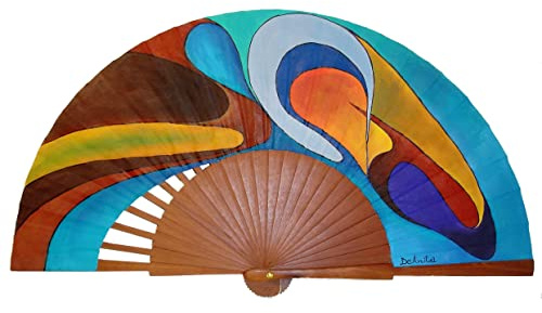Abanico original/Abanico español/Abanico pintado a mano/Abanico moderno/Abanico de madera/Abanico artesanal Noche en el mar