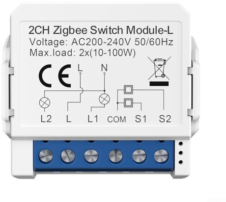 for MINI Smart Light Switch DIY Breaker Module,AC/DC WiFi Switch Controlled by Smart Life/ for TUYA App, No Neutral Wire 2 Way Control for TUYA For Zigbee(2 gang)