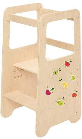 Garronda Lernturm ab 1 Jahr Tritthocker Kinder Kinderhocker Learning Tower aus Holz Sicherer Montessori Kinder Möbel GD-0080