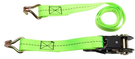 Hihaha Ratchet Tie Down Straps/Heavy Duty Tensioning Belts Motorcycle Trailer Trucks Cargo/Adjustable 800kg 1x 3.2' / 1 Set Green