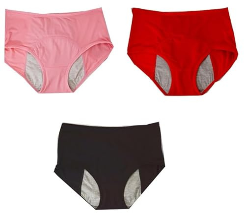 Bragas Menstruales para Niñas Con Flujo Abundante Protección Adicional Absorbentes A Prueba de Fugas Ropa Interior deportiva Protectora para La Entrepierna Braguitas Posparto Paquete Múltipl