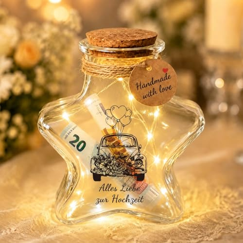Giftota Geldgeschenk Hochzeit, LED Flaschenlicht Hochzeitsgeschenke | Hochzeitsgeschenke für Brautpaar, Kreative Geldgeschenke Verpackung, Geschenkideen Geldgeschenk für Frauen