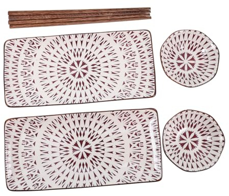 Zerodeko Set di 2 Piatti Sushi in Ceramica, per Servizio e Presentazione