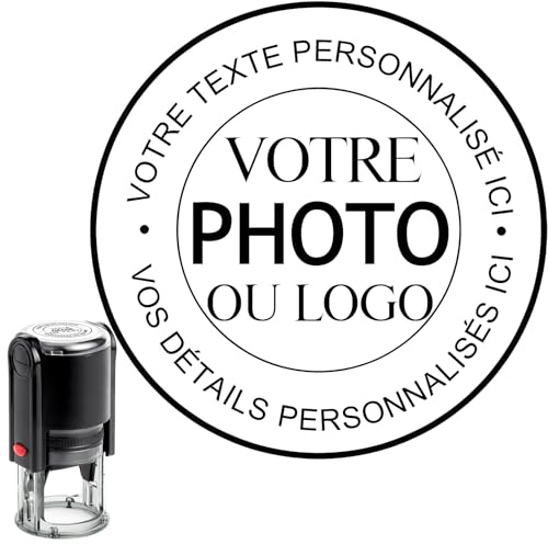 Tampon Encreur Personnalisable - Tampon Personnalisé avec Logo Texte - Tampon Auto-Encreur Personnalisable pour Entreprise, Adresse, Signature