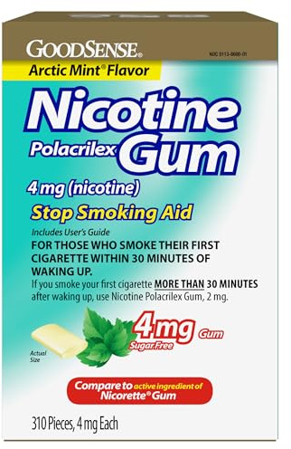 Nicotine Polacrilex Uncoated Gum 4 mg (Nicotine), Stop Smoking Aid, Arctic Mint Flavor