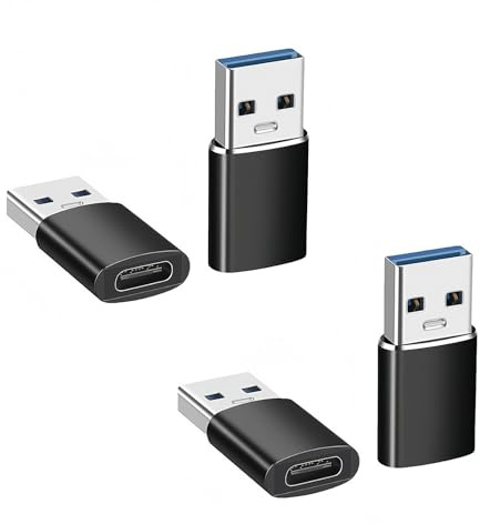 Hawpasy 4 PCS Adaptador USB a Tipo C 10Gbps, Convertidor Macho a Hembra, Compatible con PC, Otros Dispositivos USB-C para Transferencia de Datos y Carga Rápida