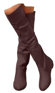 Botas planas hasta la rodilla para mujer, botas holgadas de tacón bajo a media pantorrilla, con cremallera lateral, puntera redonda, de cuero, vintage, largas, sexy, elegantes, sin cordones, para uso