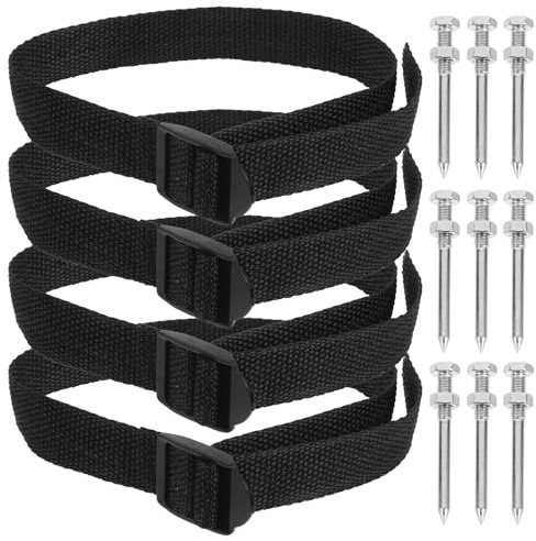 DEARMAMY Correa Ajustable para Zapatos Pinchos de Jardín 4.2 Cm, Púas Aireadoras de Césped 58 Mm, Pack 34 Piezas (4 Correas 30 Púas), Herramienta Manual para Airear Césped y Jardín