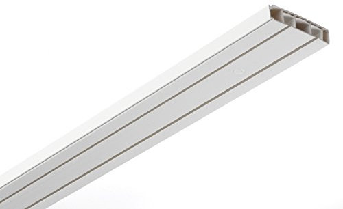 GARDINIA Vorhangschienen-Set, Komplett-Set mit 2-läufiger Vorhangschiene, Inkl. Befestigungsmaterial, 3 x 120 cm, Weiß