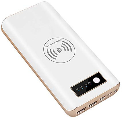 MYYING ELE Qi Wireless Portable Charger, 20000mAh Fast Qi Wireless Power Bank External Battery with Dual USB Output and Dual Input (Micro USB & Type-C) for Qi Enabled Smartphones Devices, White