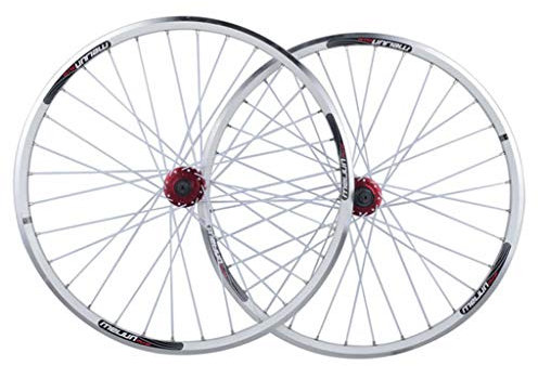 LSRRYD MTB 26 Zoll Fahrradradsatz Doppelwandige Alufelge Scheiben- / Felgenbremse Schnelle Veröffentlichung Fahrrad-Rad 7/8/9/10 Geschwindigkeit Kassette (Color : White, Size : 26inch)