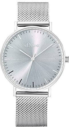 s.Oliver Armbanduhr Damen Quarzuhr Analog, mit Edelstahl Armband, Silber, 3 bar Wasserdicht, Kommt in Uhren Geschenk Box, 2033520