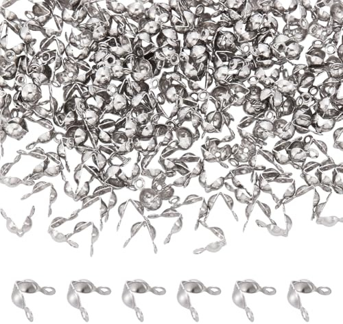 UNICRAFTALE Ca. 200 Stück Perlenspitzen 304 Edelstahl Kalottenenden 1.5 mm Loch Clamshell Knotenabdeckung Für Die DIY-Schmuckherstellung