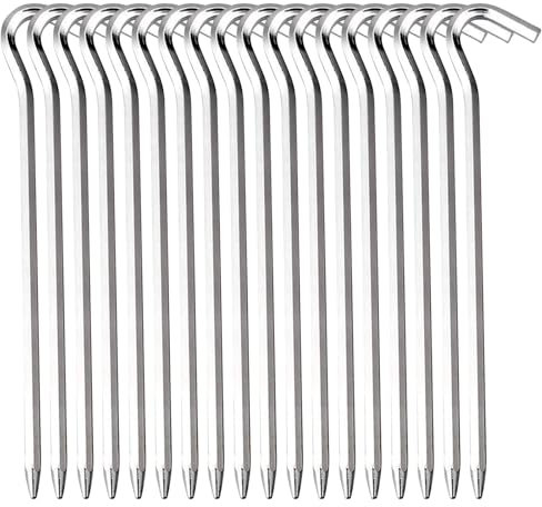 Zeltheringe 18 Stück, 18cm Aluminiumlegierung Zeltheringe, Heringe Zelt, Vorzelt Heringe, Metallzeltstifte, Garten Stakes Nägel, Zeltzubehör Heringe Stahl Erdnägel für Camping Wandern Zelt