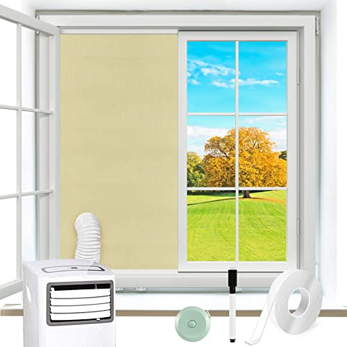 Fensterabdichtung für Mobile Klimageräte, 2024 Neues Upgrade Fensterabdichtung Klimaanlage Anti-Mücken, Wasserdicht, Windabweisend, Hot Air Stop Geeignet für Flügelfenster, Beige