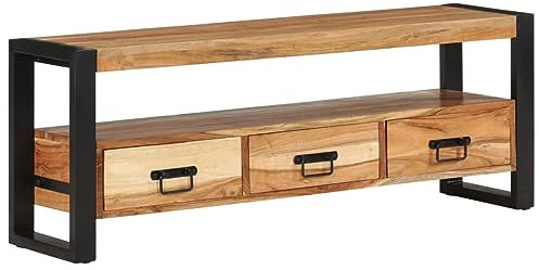 LAPOOH TV-Schrank 120x30x45 cm Massivholz Akazie, TV Lowboard, Fernsehschrank, Fernsehtisch, Fernseher Schrank, TV Sideboard, TV Board, TV Cabinet, TV Bank, TV Kommode