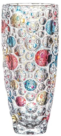 Färgglad glasvas för blommor 25 cm hög, slitstark blomvas i kristallglas, handmålad dekorativ vas för blomsterarrangemang, bordsuppsatser, bröllop, inflyttning, heminredning