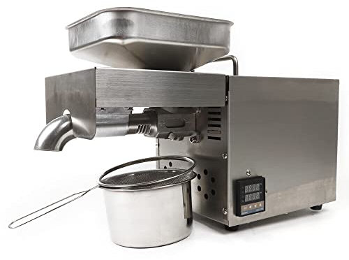 Automatische Ölpresse Maschine Heiß-/Kaltöl- Extraktionsmaschine Edelstahl Ölpresse Extractor 750W Öl für Leinsamen Erdnuss Hanfsamen Sesam Sonnenblume Handelsqualität, 5 kg/h