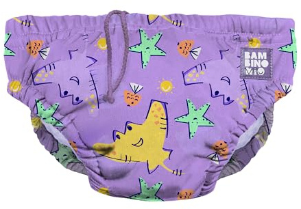 Bambino Mio Återanvändbar Badblöja – Läckagesäker & Justerbar, Populär och Bäst Säljande Simblöja för Barn - 2-3 år - Lila stingrocka