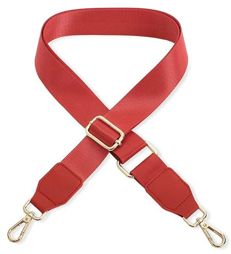 Schultergurt für Handtasche Laptoptasche - Rot [Metallfarbe: Gold] - Länge verstellbar 89-142 cm - Breite 3,8 cm - Ersatz Gurt Band Schulterriemen Strap Umhängegurt für Laptoptasche