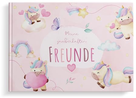 MeinBaby123® Livre d'amitié pour enfants, livre d'amitié, livre d'amis, livre d'amis, livre d'amitié, livre d'amitié, cadeau pour fille, album licorne (licorne)