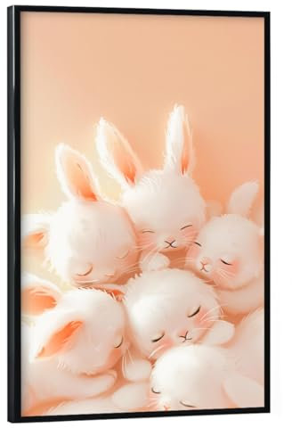 artboxONE Poster mit schwarzem Rahmen 75x50 cm Tiere Ostern-kuscheln - Bild babyhasen Baby Kaninchen babyhasen