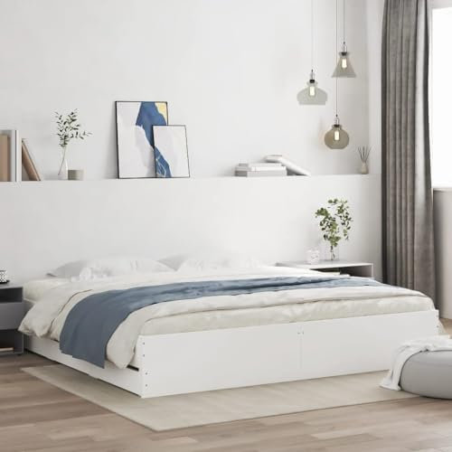 Festnight Bett mit Stauraum 200 x 200 cm Einzelbett mit Schubkästen Holzbett Kinderbett Jugendzimmer Kojenbett Stauraumbett Erwachsenenbett mit Lattenrost Weiß
