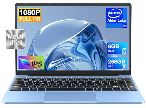 Ordinateur Portable 14'' Win11 256Go SSD Soutien Extension 1TB(TF-512Go)5000mAh Pc Portable Celeron N4020 Laptop avec FHD 1080 5G WiFi Mini HDMI inclut Souris sans Fil&AZERTY Clavier Couverture-Bleu
