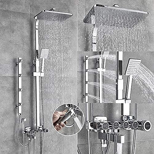 Set Di Rubinetti Per Doccia Cromati Di Lusso Set Di 5 Funzioni Interruttore A Parete Soffione Doccia A Pioggia Con Doccetta Vasca Da Bagno Beccuccio Bidet Miscelatore