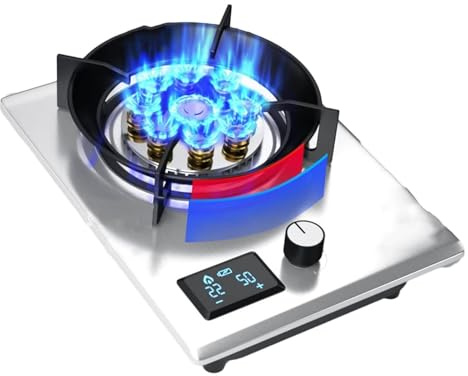 THEGA Stufa A Gas, Fornello A Gas Portatile per Interni, Piano Cottura A Gas con Bruciatore Singolo, Timer Ad Alta Potenza A Nove cavità, con Protezione Antispegnimento, per Cucina Domestica(NG)