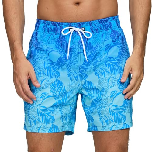 Vorvowry Costume Uomo Mare Calzoncini Asciugatura Rapida Costumi da Bagno Impermeabile Boxer con Tasca Estivi Pantaloncini Uomo Colore Sfumatore per Nuoto Corsa Fitness XXL Fogli di Gradiente