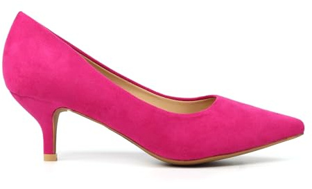 Ladies Abby Fuchsia Kitten Heel Court Shoe 5 Fuchsia