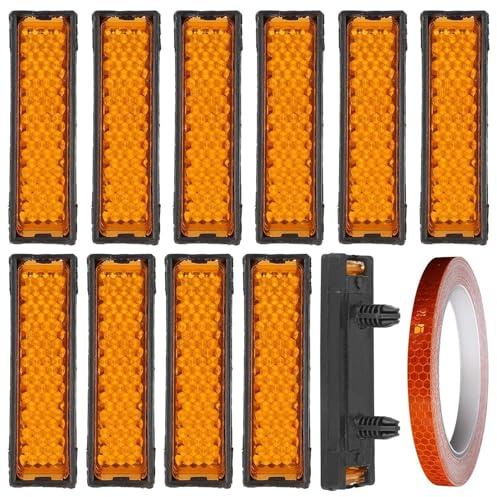 SGSCFG 10 Stücke Fußreflektor Und 1 Rollen Reflektierender Klebeband, Nachtfahrreflektor, Pedalreflektor, Geeignet Für Straßenräder Und Fahrräder.